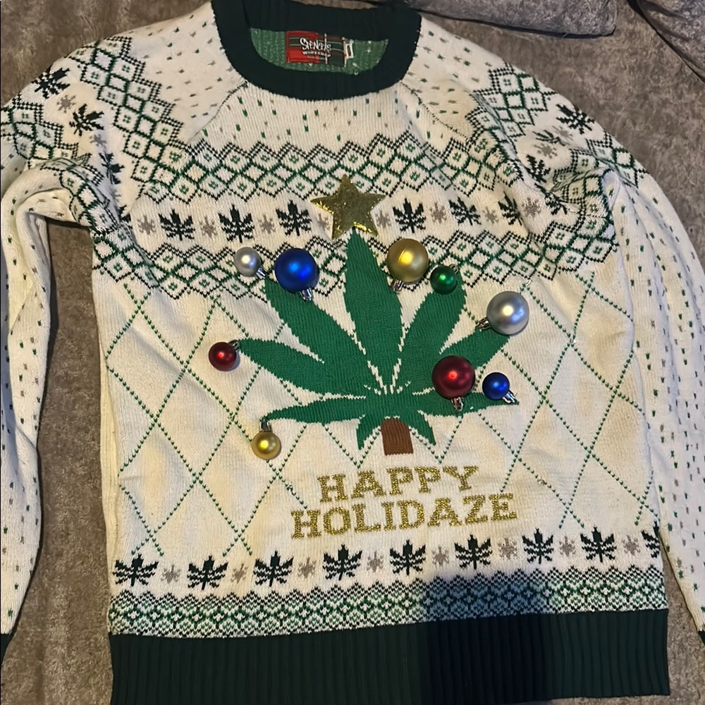 Spencer's Green and White Holiday Sweater